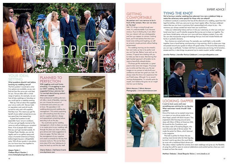 Your London Wedding magazine, Hot Topic feature full of useful content to plan your wedding