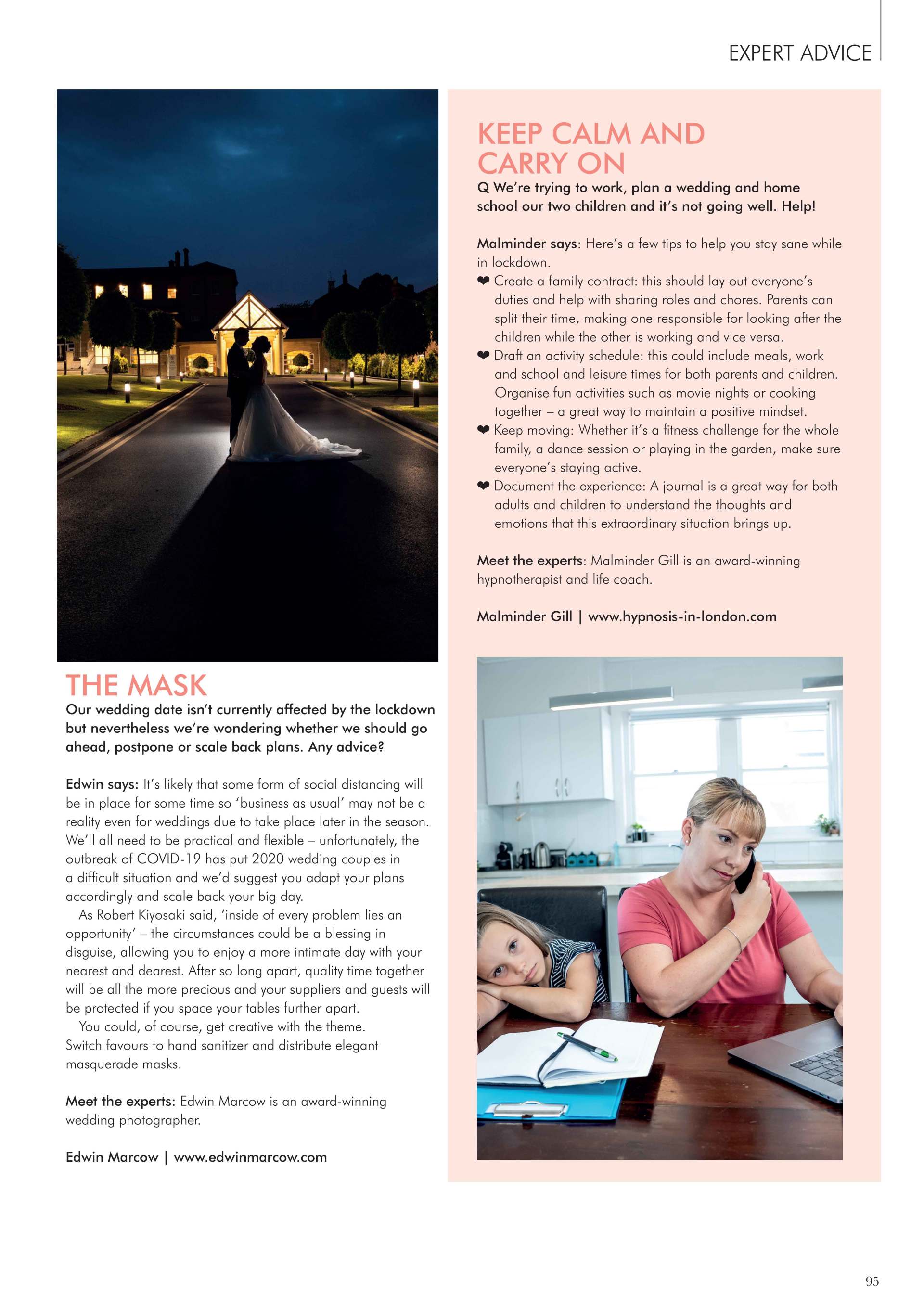 edwin marcow's article on how to plan your wedding after Covid 19 in London Wedding Magazine