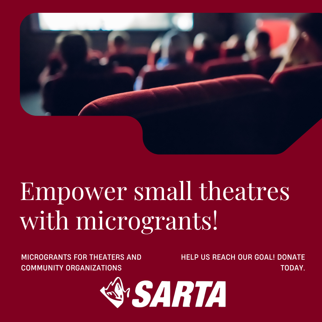 A poster that says empower small theatres with microgrants