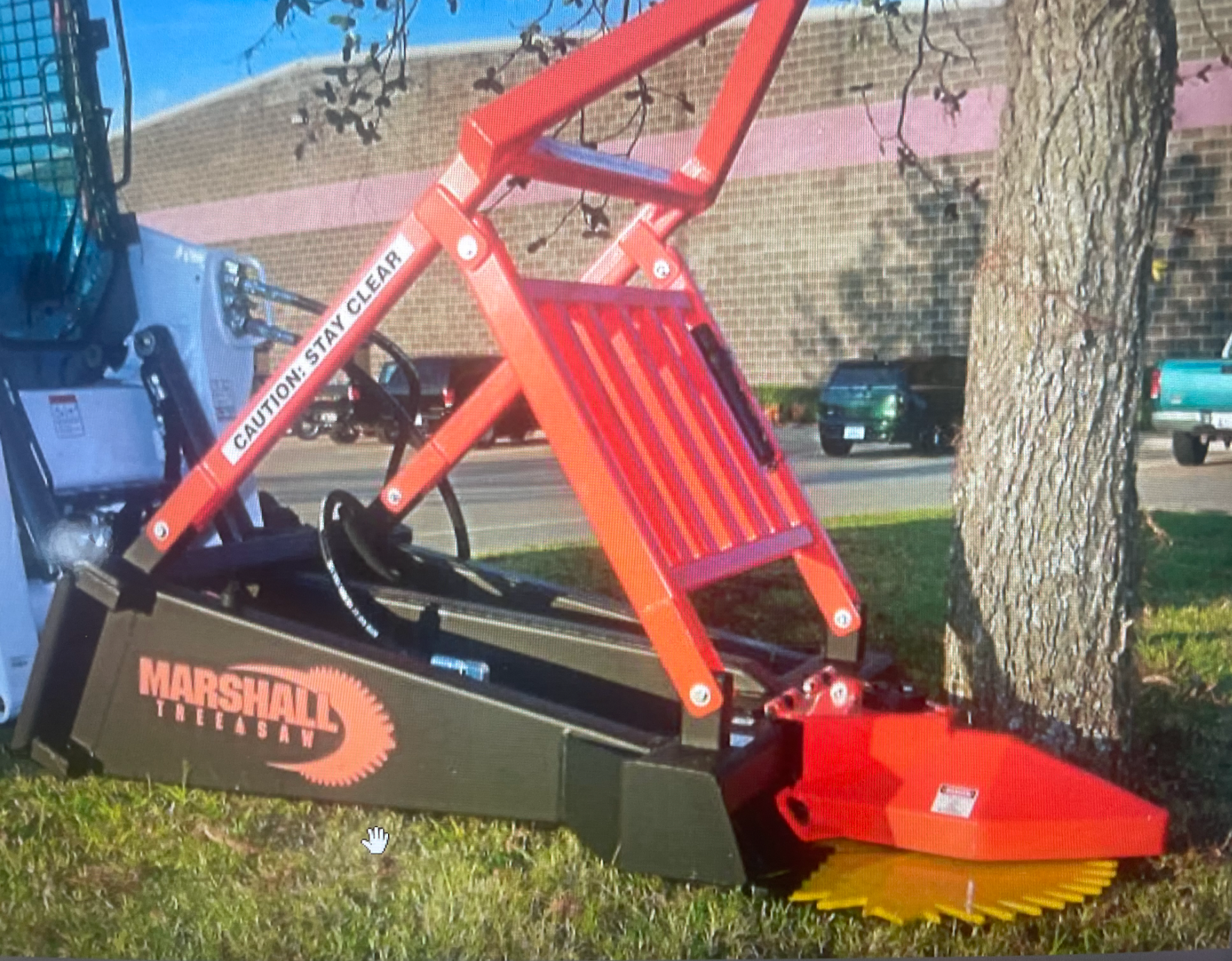 A red and black machine with the word marshall on it