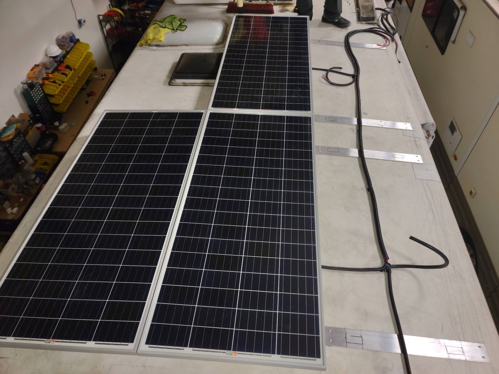 Solar panels installed on an RV roof