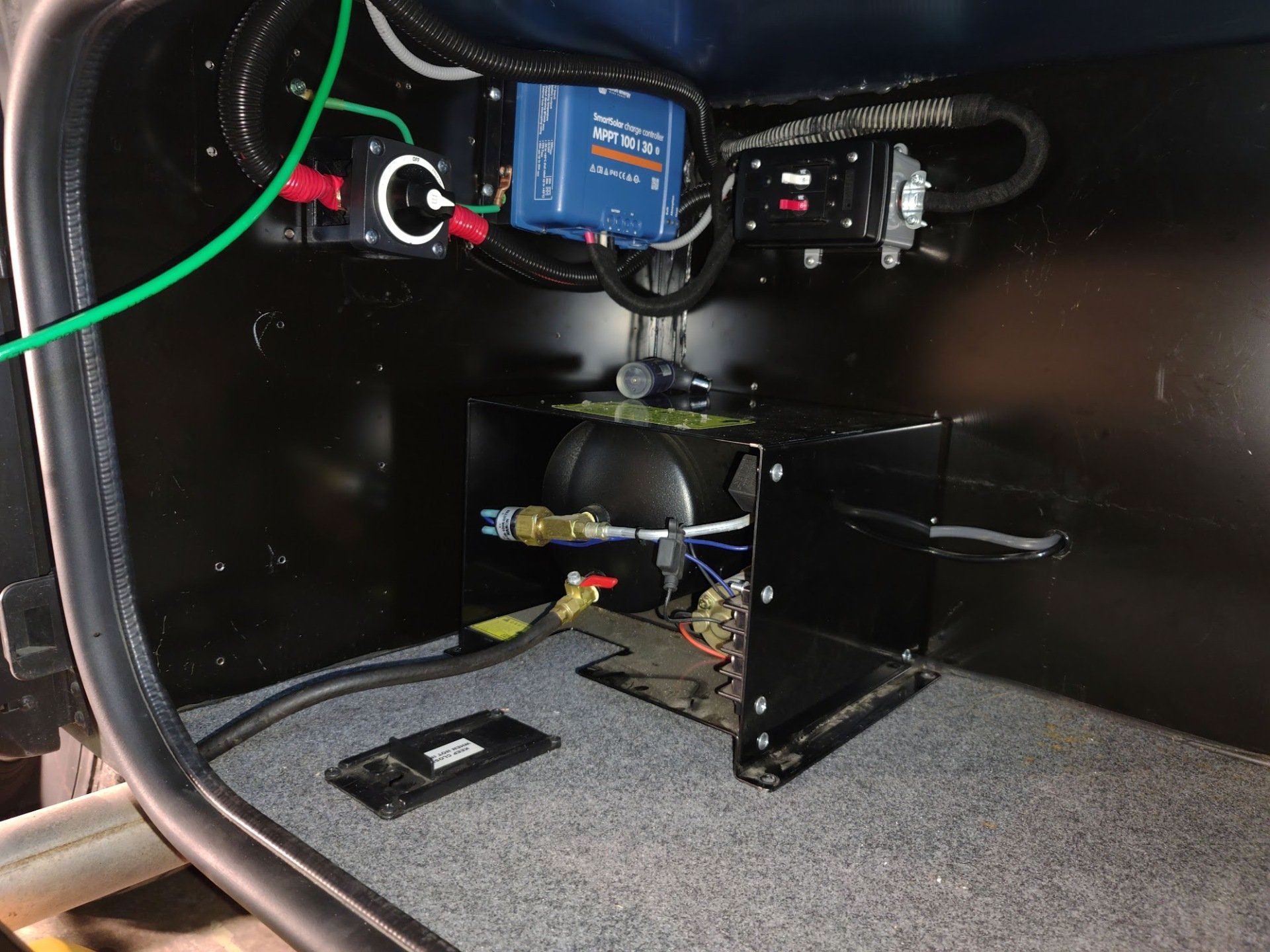 A mid-install photo of solar equipment