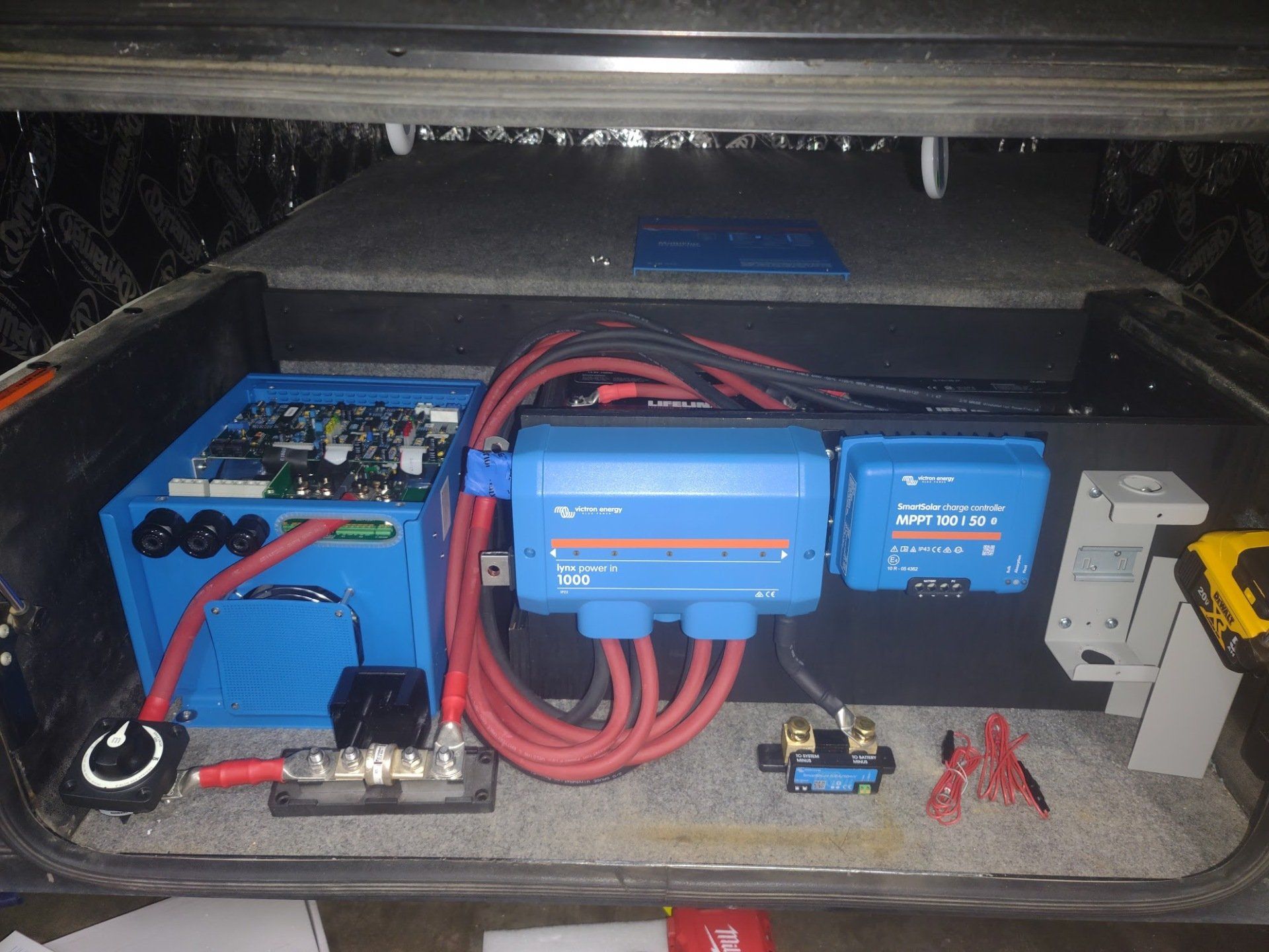 Victron energy solar products wired up in a build