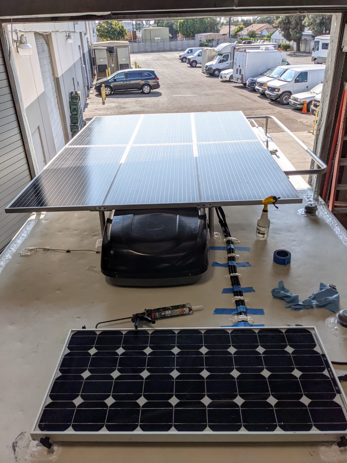 Solar panels installed on an RV roof