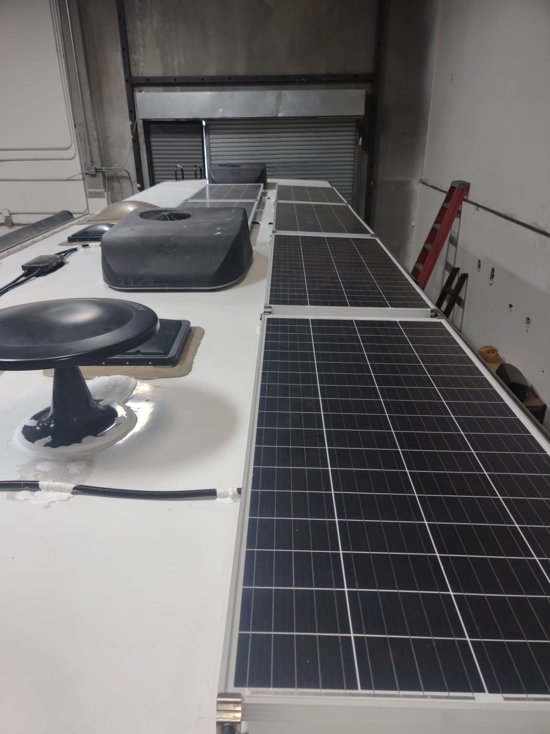 Solar panels installed on an RV roof