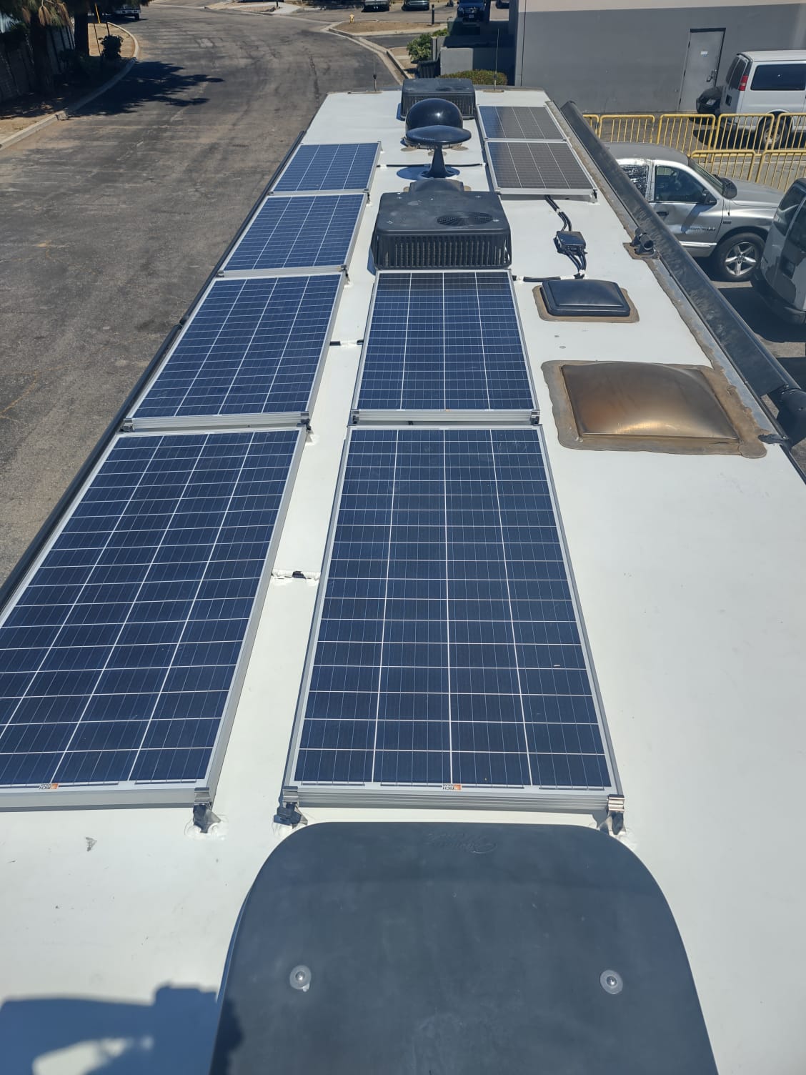 Solar panels installed on an Rv roof