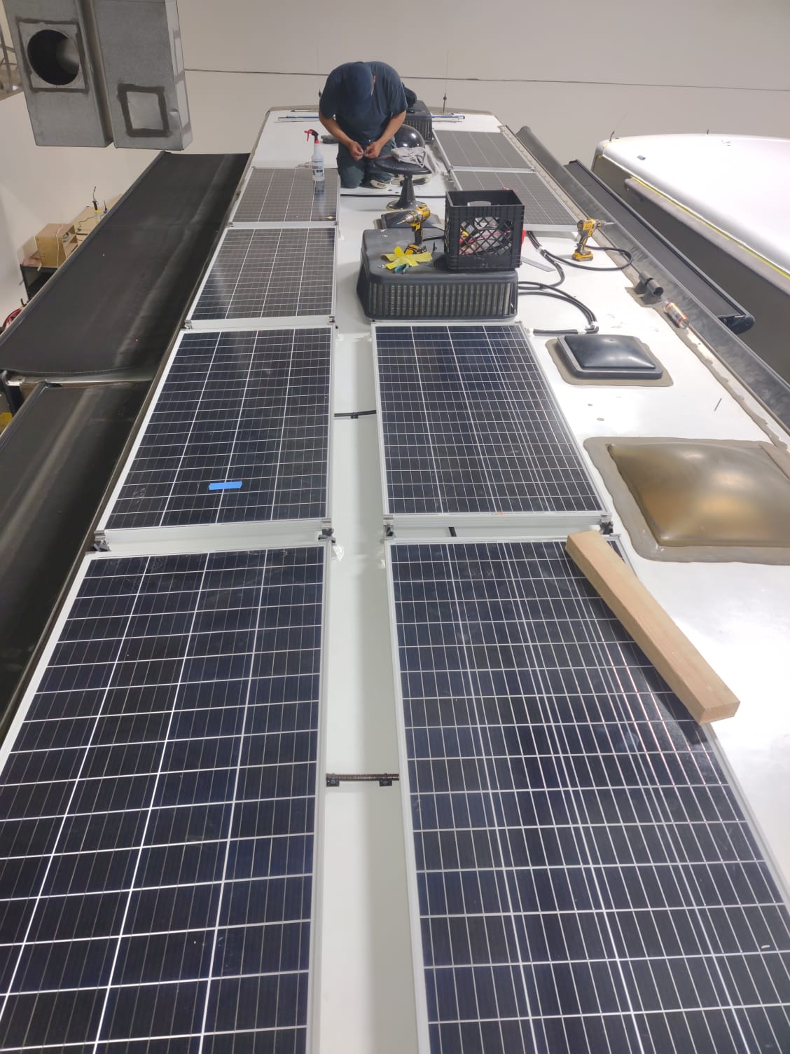 Solar panels installed on an Rv roof