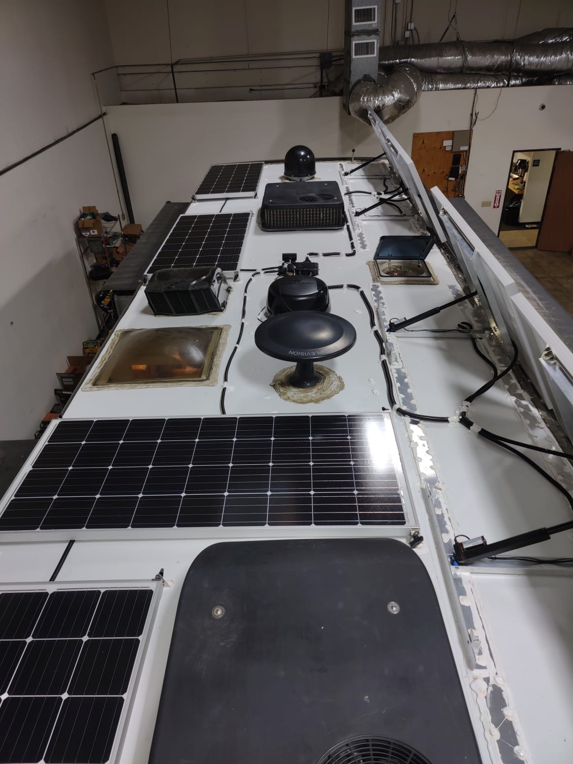 Solar panels installed on an Rv roof