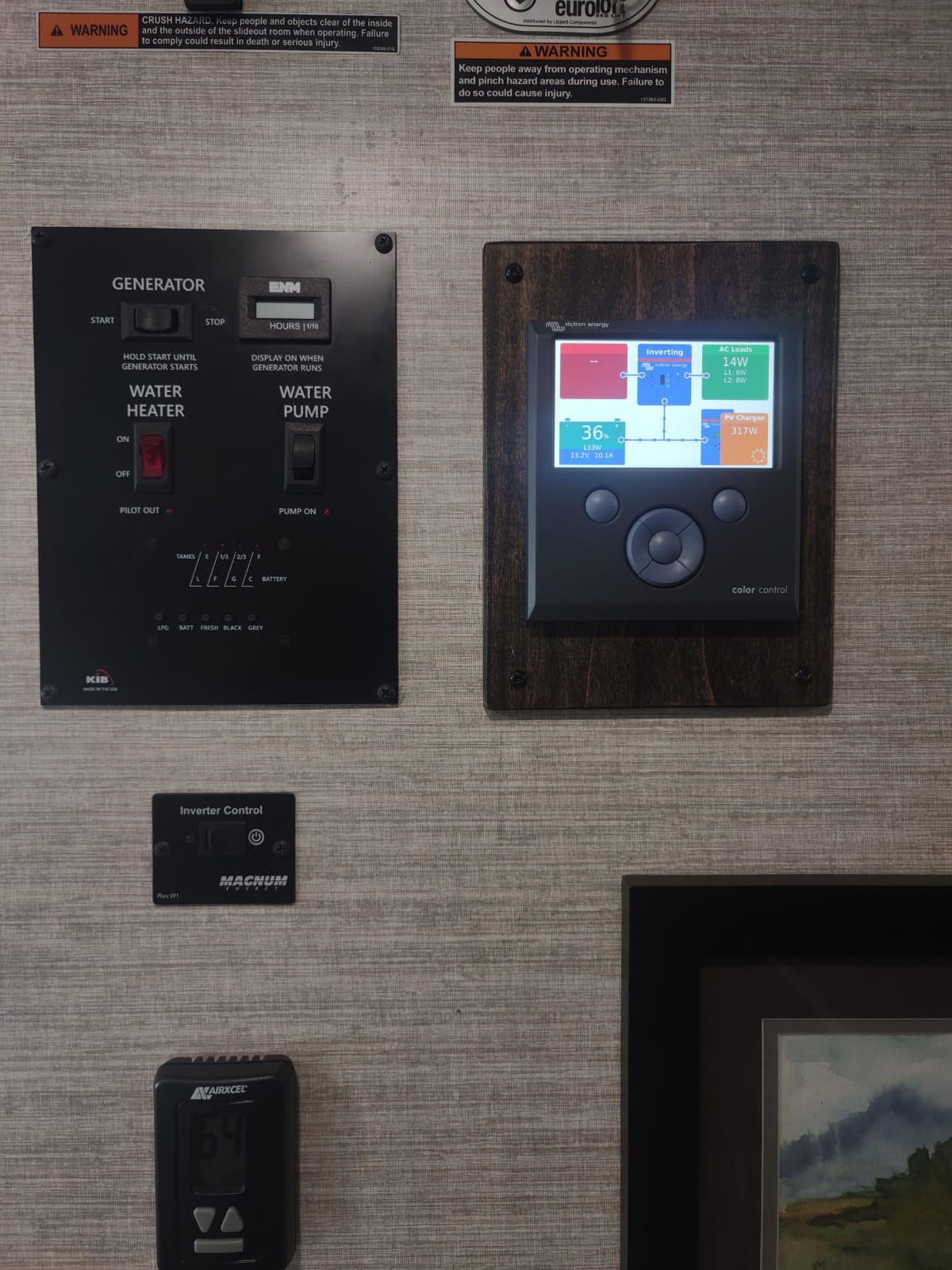 A control panel for solar in an RV