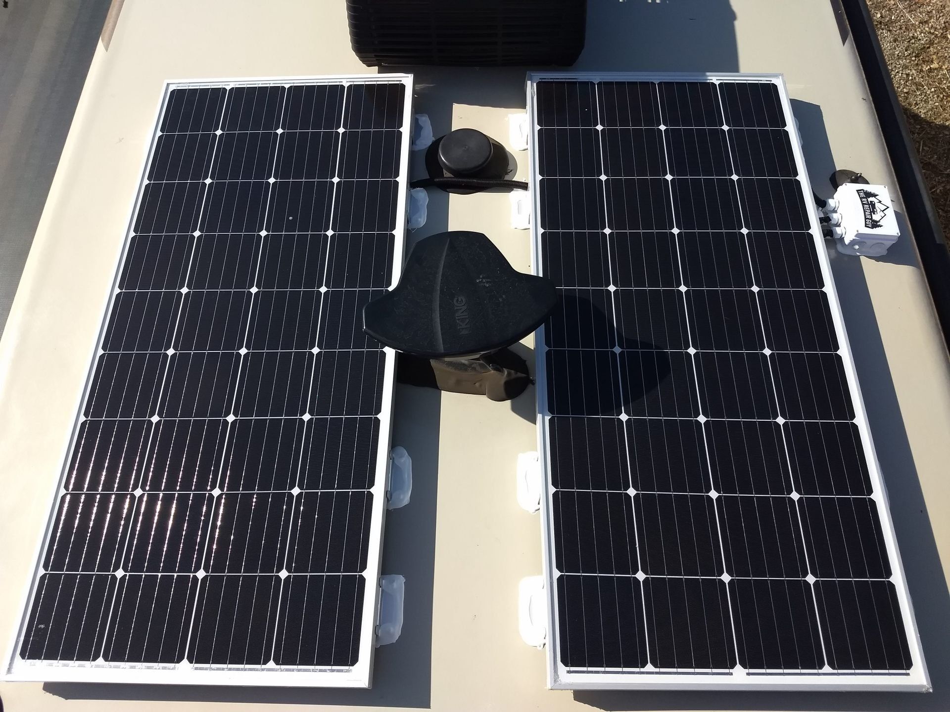 Solar panels installed on an RV roof