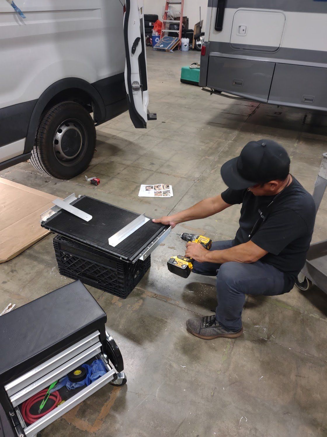 A technician building a custom part
