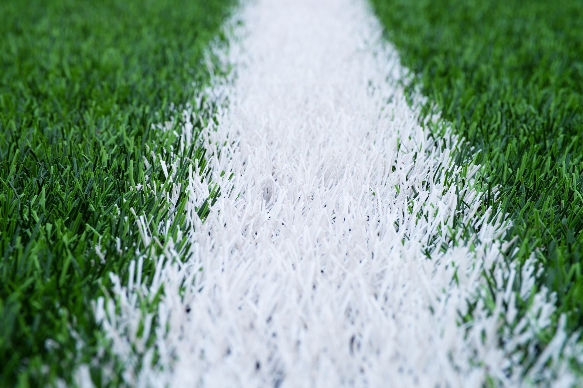 a close up of a white line on a soccer field .