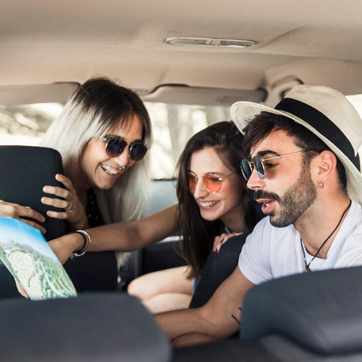 Three Friends in a Car — Dave's Drive U Anywhere 24/7 Mini Van Hire In Wollongong, NSW