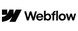 The black logo of Webflow, featuring a stylized 