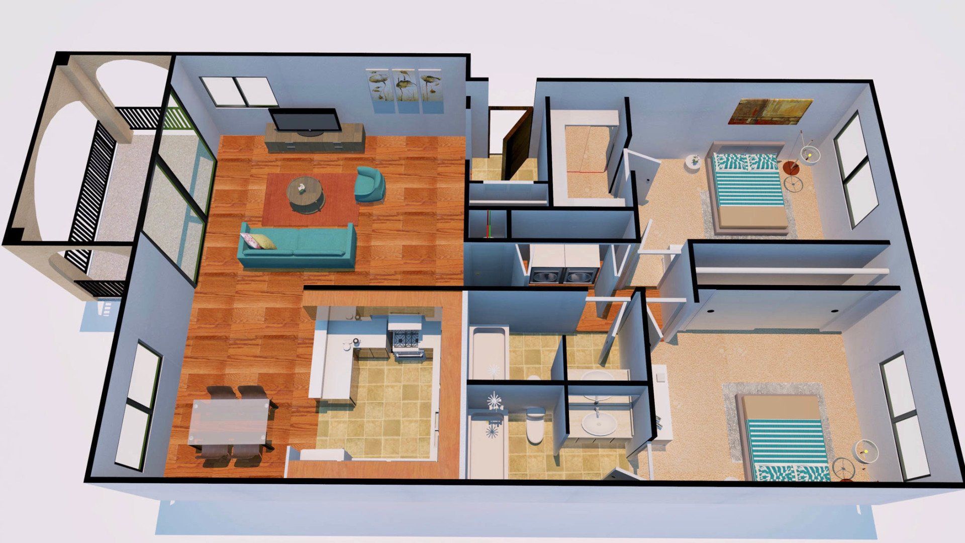 Highlands 2 Bedroom Floor Plan