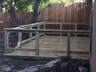 boerne custom wood deck stained with rails