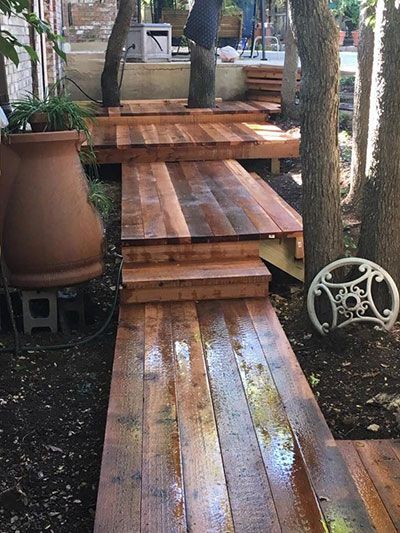 boerne custom wood walkway with stain