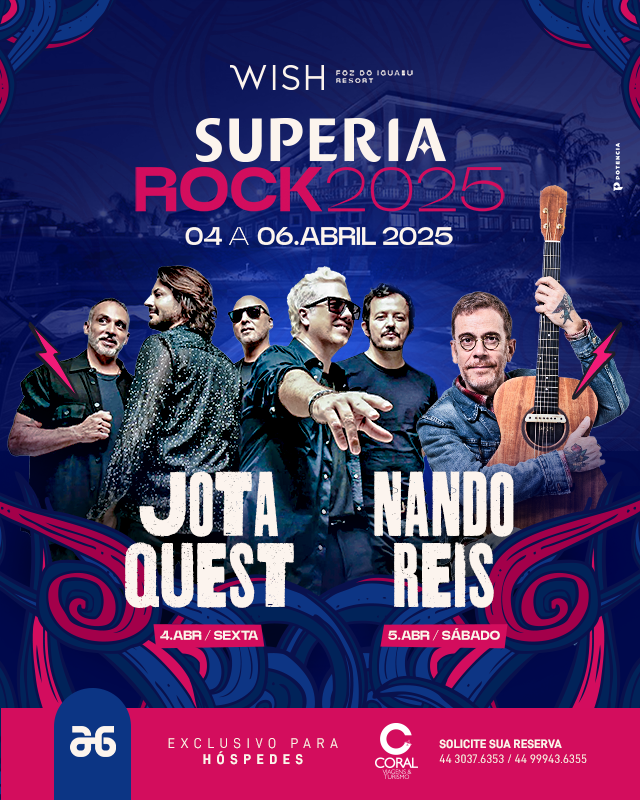 A poster for superia rock 2025 featuring jota quest and nando reis