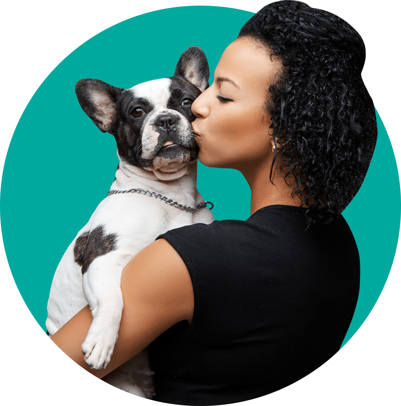 Woman Kissing Her Dog