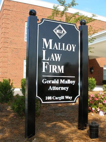 Law — Malloy Law Firm Signage in Hartsville, SC