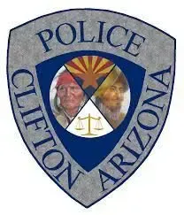 The logo for the police department in arizona is a shield with native americans on it.
