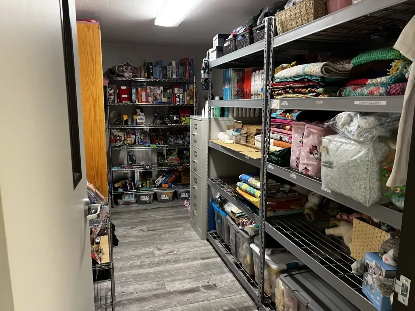 A room filled with shelves filled with lots of items.