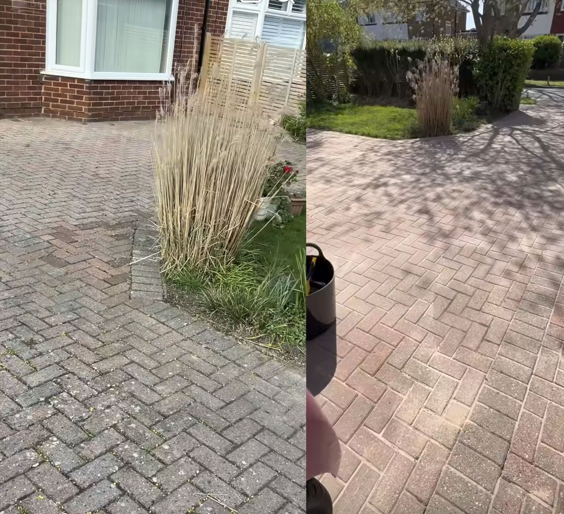 Dirty driveway transformed to clean driveway in Worthing