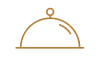 Un dessin au trait d'un plateau en forme de dôme avec un couvercle.
