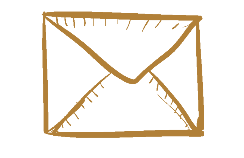 Un dessin d'une enveloppe sur fond blanc.