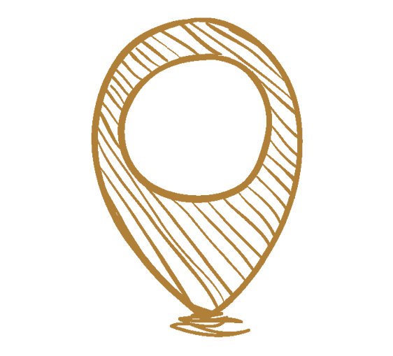 Un dessin d’une épingle de carte avec un cercle au milieu.