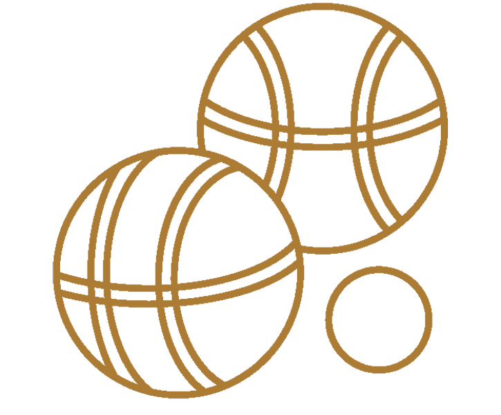 Un dessin au trait de trois boules et un cercle sur fond blanc.