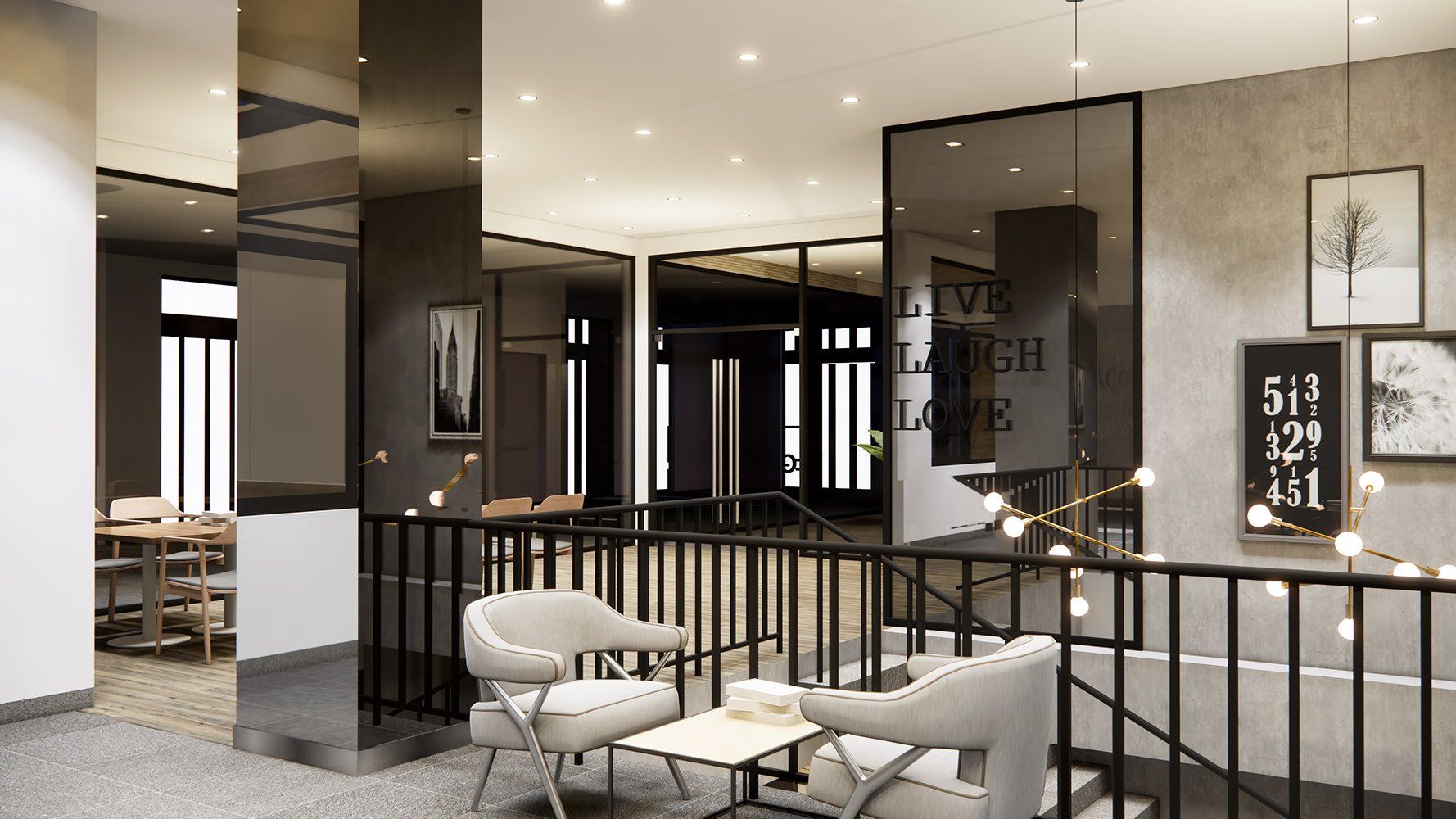 The lounge at The Grid Co-Living.