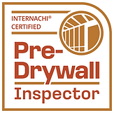 The logo for a certified pre-drywall inspector.