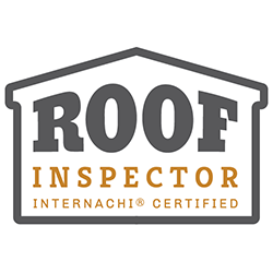 A logo for a roof inspector that is certified