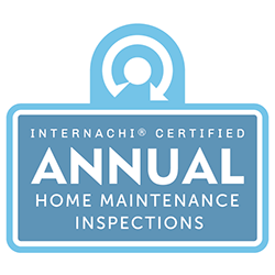 A blue sign that says annual home maintenance inspections on it.