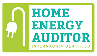 The logo for the home energy auditor is green and blue.