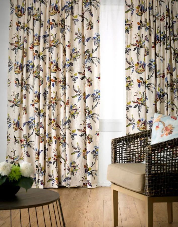 Curtained Window with Floral Pattern — Curtain Haven & Blinds in Port Macquarie, NSW