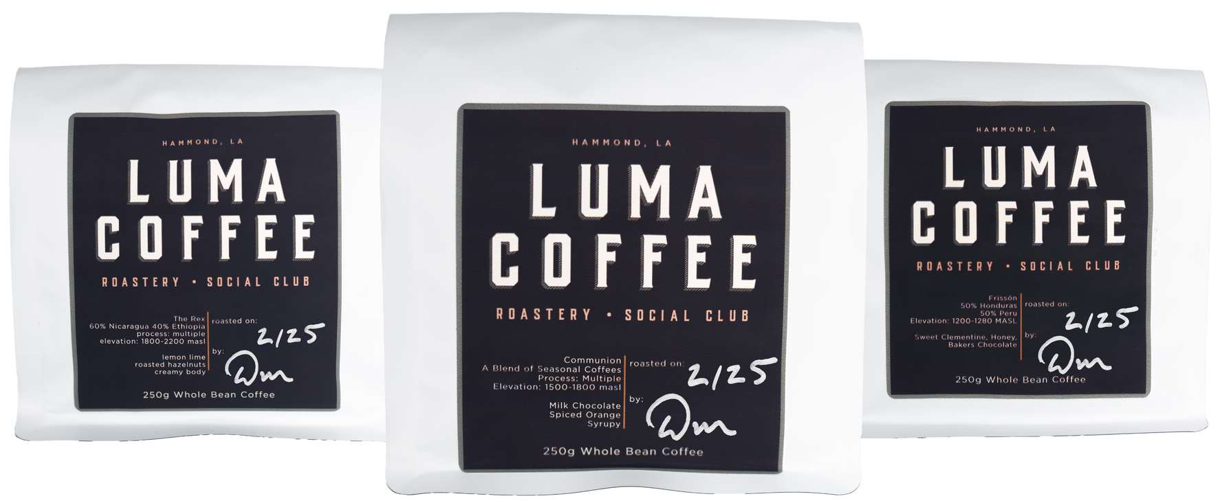 Luma Coffee Roasters specialty coffee bags.