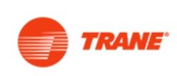 Trane logo: Orange circle with horizontal lines and company name.