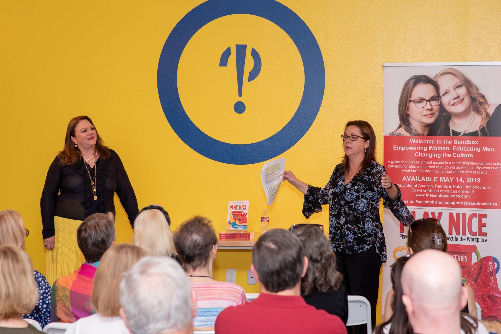 Brigitte Gawenda Kimichik and J.R. Tomlinson promoting Play Nice at workplace respect and allyship event