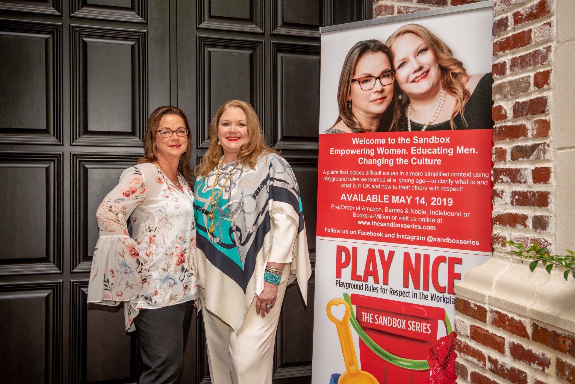 Brigitte Kimichik and J.R. Tomlinson promoting Play Nice at  community event on workplace culture