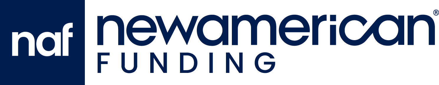 Nwf New American Funding logo in dark blue and white with stylized “naf” mark shown around idaho falls