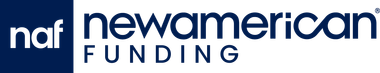 Nwf New American Funding logo in dark blue and white with stylized “naf” mark shown around idaho falls