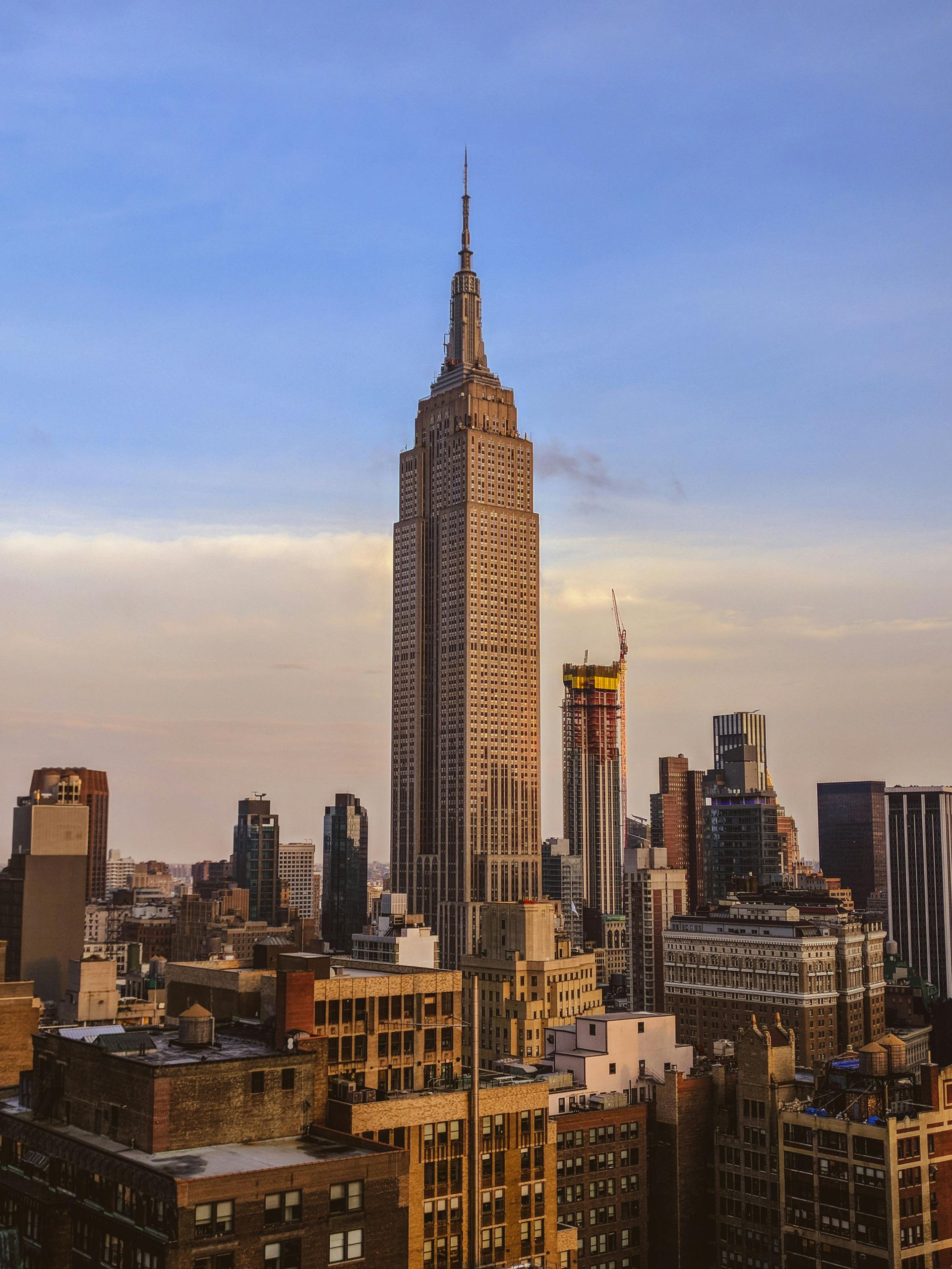 A painting of the empire state building in new york city