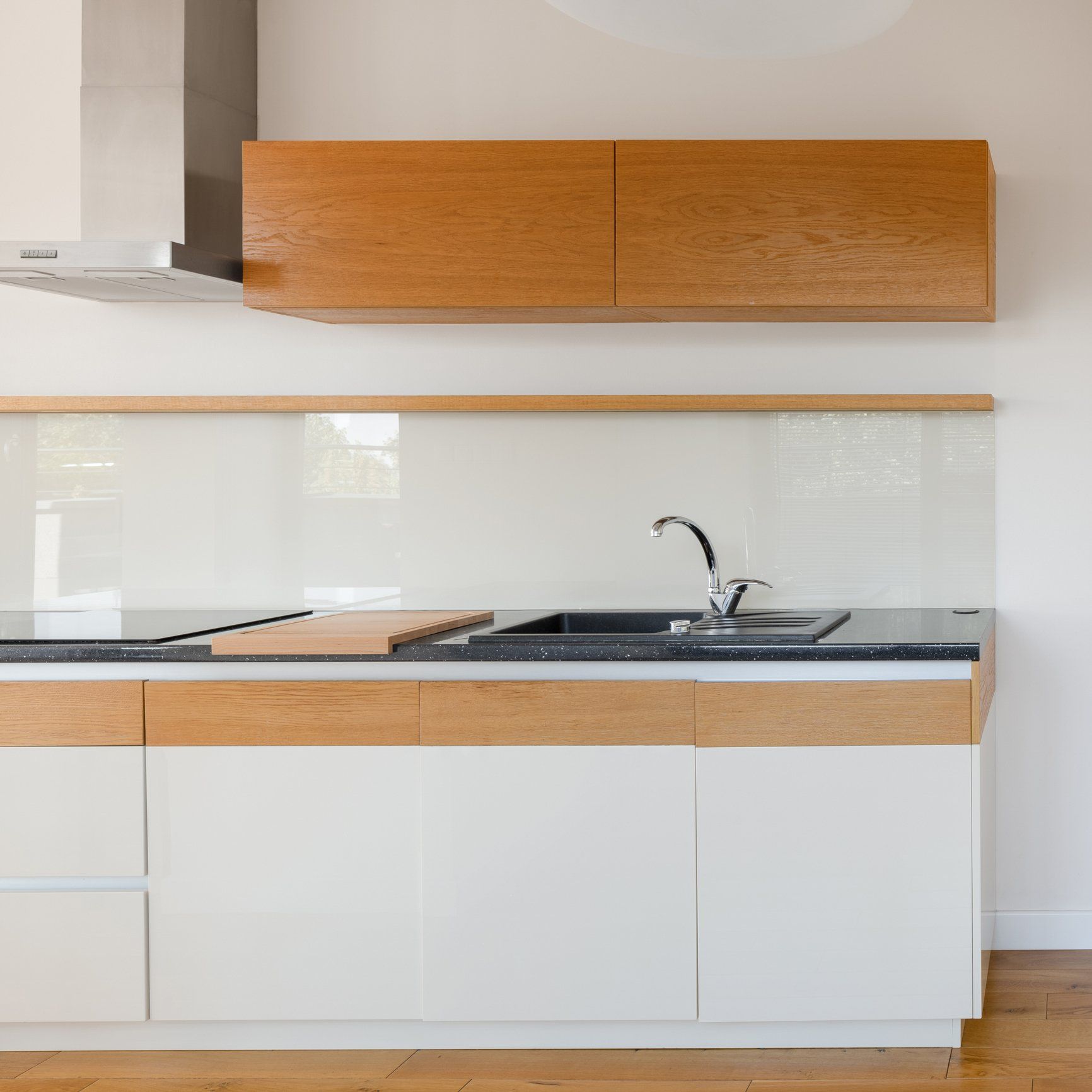 Kitchen With White and Wooden Furniture — Santa Cruz, CA — Chip’s Custom Creations