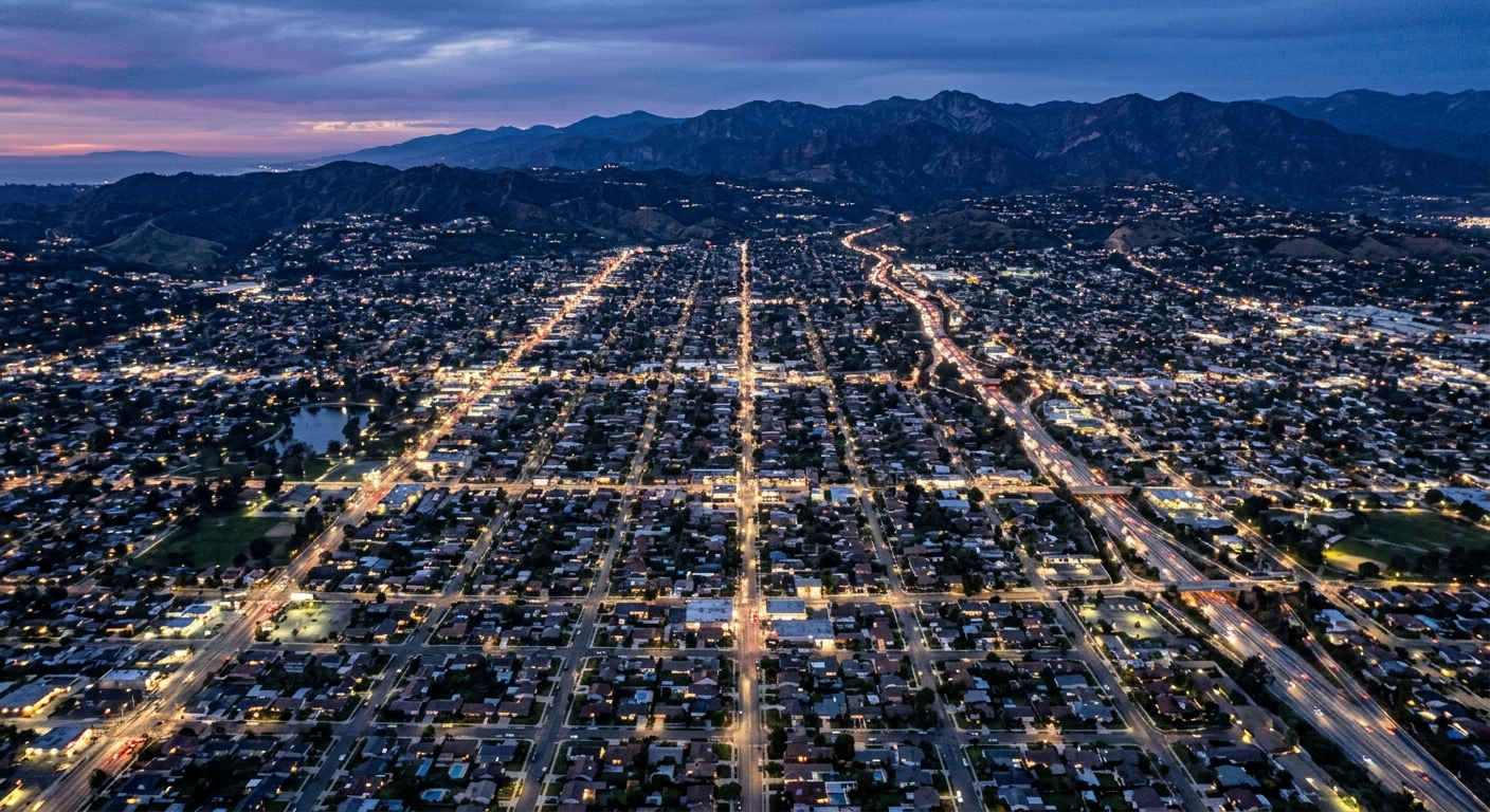 Aerial view of busy Fremont California highway interchange with commuter traffic during afternoon rush hour