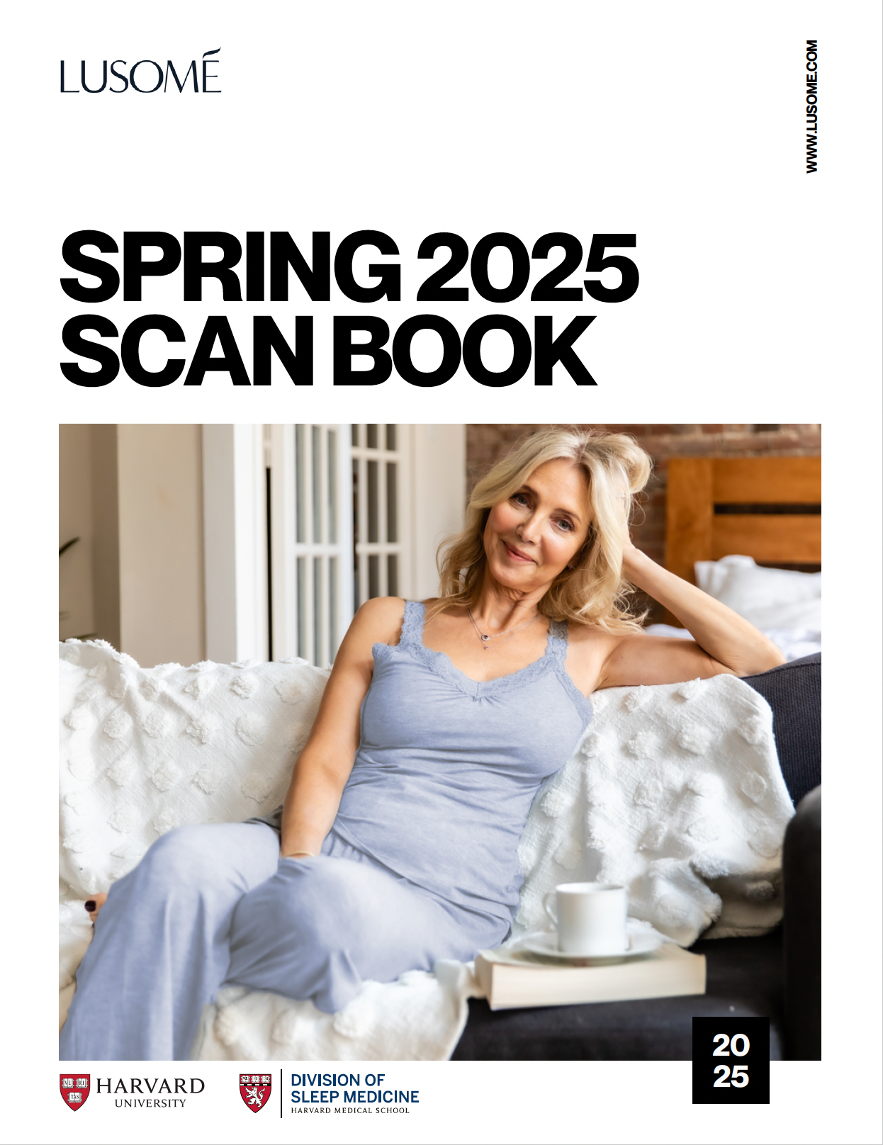 A woman is sitting on a couch in a scan book
