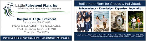 A business card for eagle retirement plans inc.
