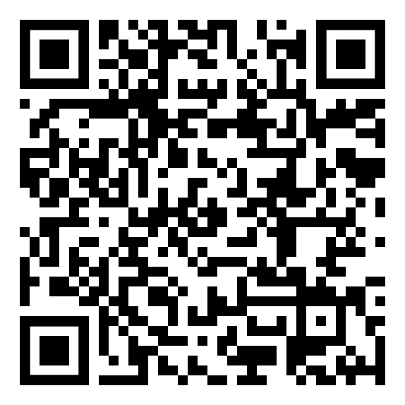 Ein schwarz-weißer QR-Code auf weißem Hintergrund.