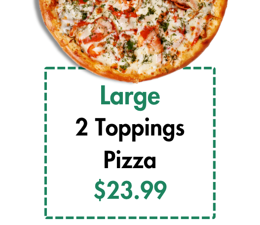 A large pizza , cheese garlic bread , 6 chicken wings , and 2 liter soda for $ 44.99.
